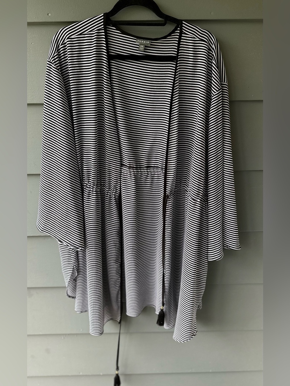 Torrid sz 3/4 black & white striped kimono coverup 3x 4x